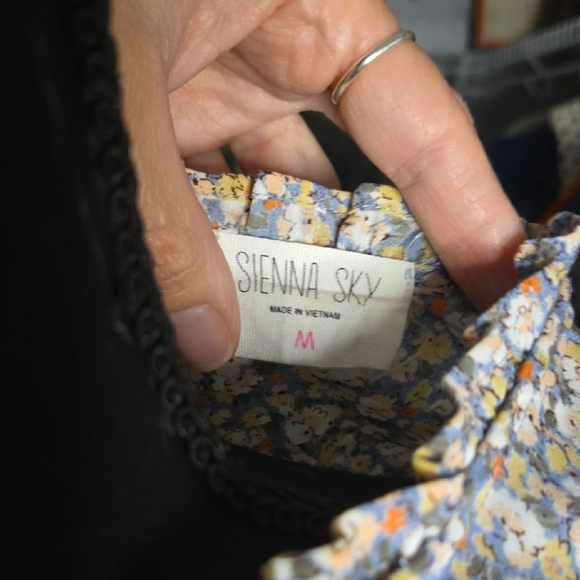 Sienna Sky Floral Long Sleeve Blouse - Cream and Blue - Picture 6 of 10